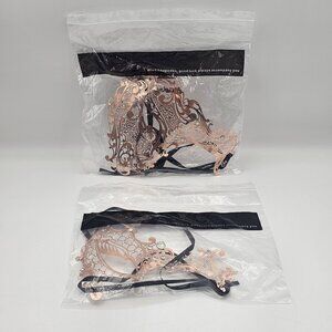 Rose Gold Pink Couples Masquerade Ball Mask Mardi Gras Birthday Party Lot of 2